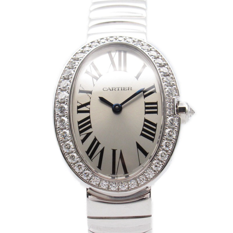 CARTIER Baignoire SM Diamond Bezel Wrist Watch WB520006 Quartz K18WG Used Women       US