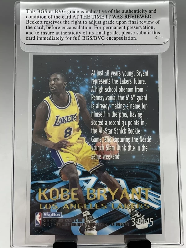 1996 Skybox E-X2000 Star Date 2000 Kobe Bryant #3 Rookie RC BGS 9 RCR Raw Card